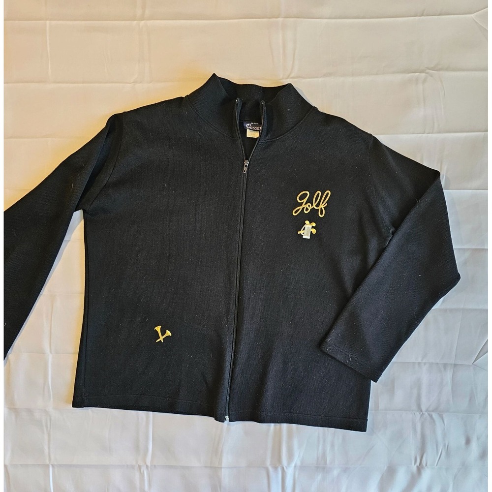 Vintage Vassar Black Zip Cardigan Golf Sweater Women's‎ XL